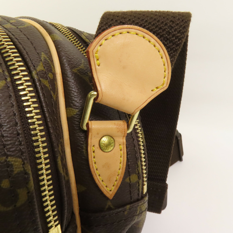 LOUIS VUITTON Monogram Reporter PM金扣肩背袋棕色-13