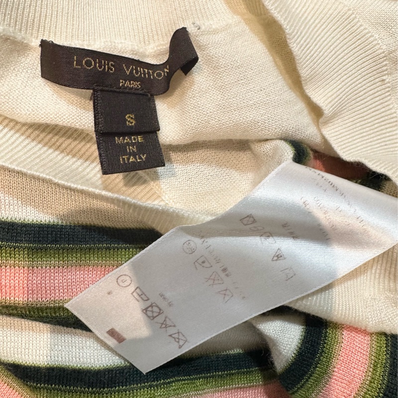《新歡舊愛》正品LV 路易威登條紋70% Cashmere+30%絲細針織七分袖薄毛衣-2