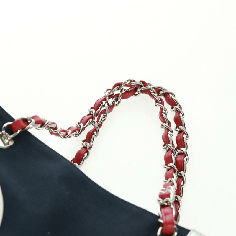 【日本直送】香奈兒 (CHANEL) 5號帆布鏈條手提包,海軍藍銀色雙C標誌,正品編號162898V-13