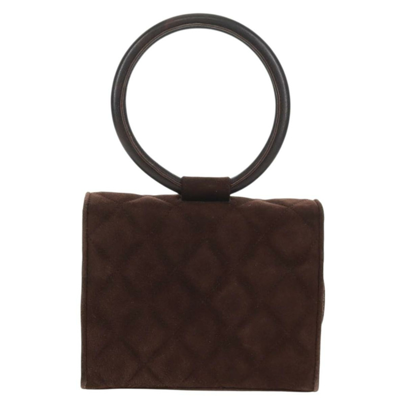 【日本直送】香奈兒 Matelasse Gripoa 手提包 棕色麂皮 金色 CC 標誌 Auth 163367V-1