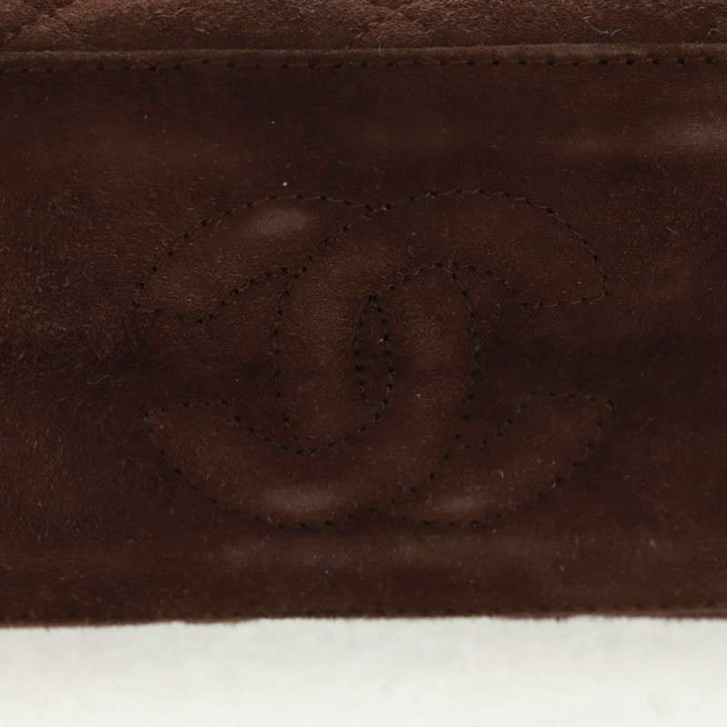 【日本直送】香奈兒 Matelasse Gripoa 手提包 棕色麂皮 金色 CC 標誌 Auth 163367V-5