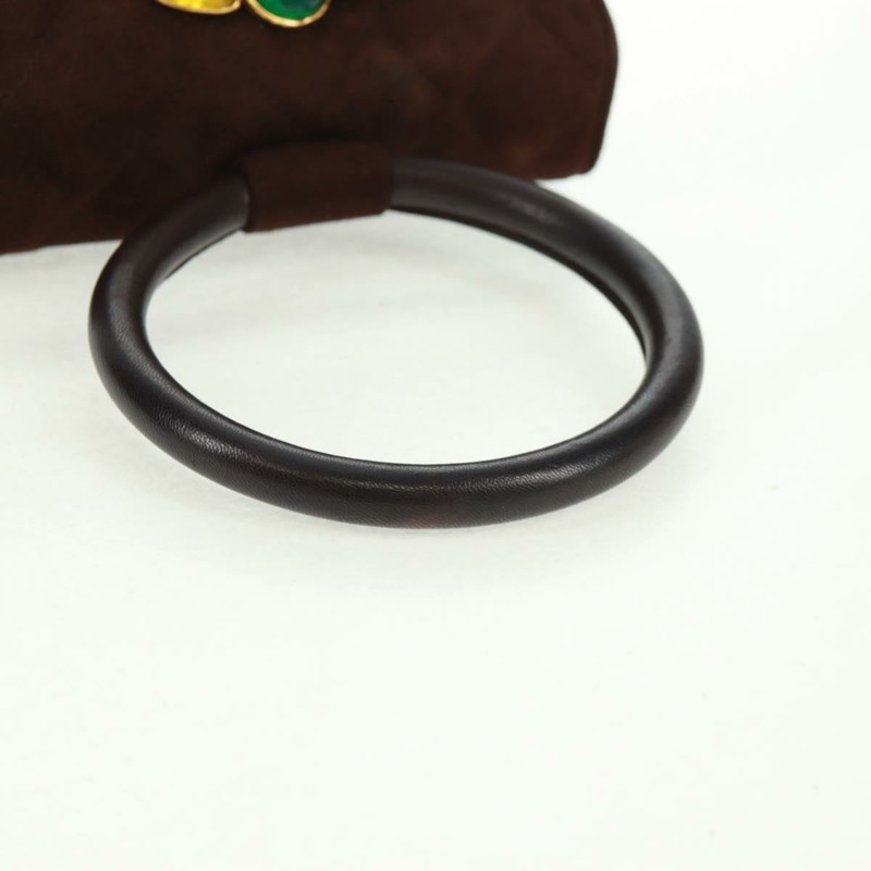 【日本直送】香奈兒 Matelasse Gripoa 手提包 棕色麂皮 金色 CC 標誌 Auth 163367V-7