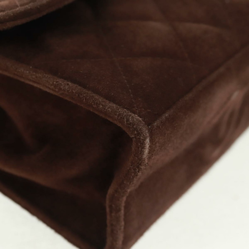 【日本直送】香奈兒 Matelasse Gripoa 手提包 棕色麂皮 金色 CC 標誌 Auth 163367V-8