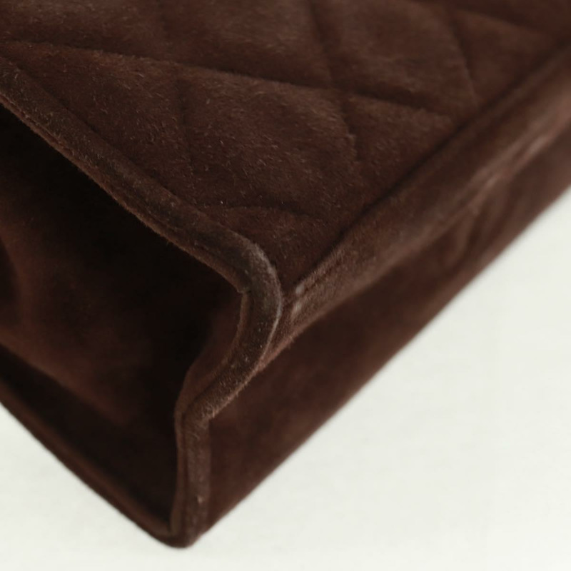 【日本直送】香奈兒 Matelasse Gripoa 手提包 棕色麂皮 金色 CC 標誌 Auth 163367V-15