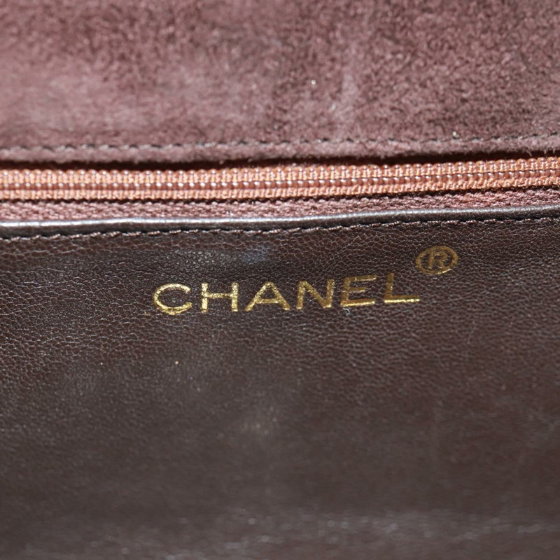 【日本直送】香奈兒 Matelasse Gripoa 手提包 棕色麂皮 金色 CC 標誌 Auth 163367V-19