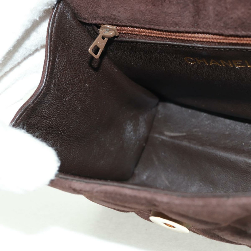 【日本直送】香奈兒 Matelasse Gripoa 手提包 棕色麂皮 金色 CC 標誌 Auth 163367V-21