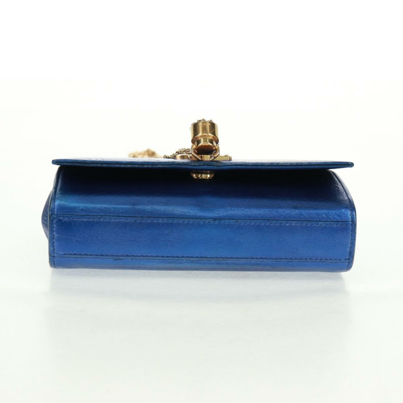 【日本直送】SAINT LAURENT 鏈條 Kate 單肩包 皮革 藍色 金色 正品 163093V-4