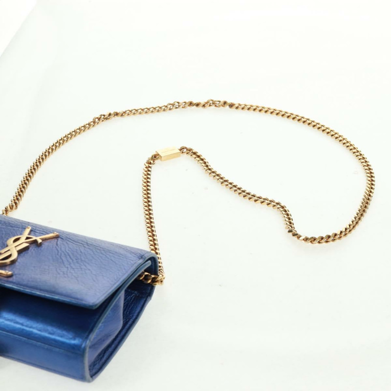 【日本直送】SAINT LAURENT 鏈條 Kate 單肩包 皮革 藍色 金色 正品 163093V-13