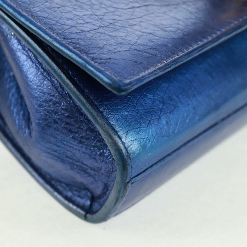 【日本直送】SAINT LAURENT 鏈條 Kate 單肩包 皮革 藍色 金色 正品 163093V-14