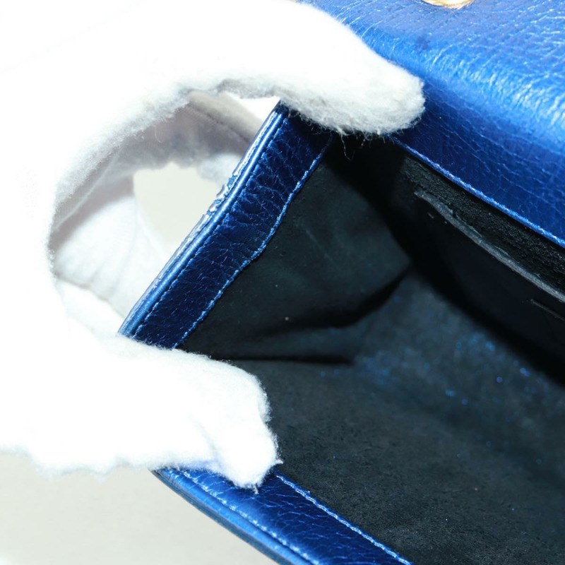 【日本直送】SAINT LAURENT 鏈條 Kate 單肩包 皮革 藍色 金色 正品 163093V-23