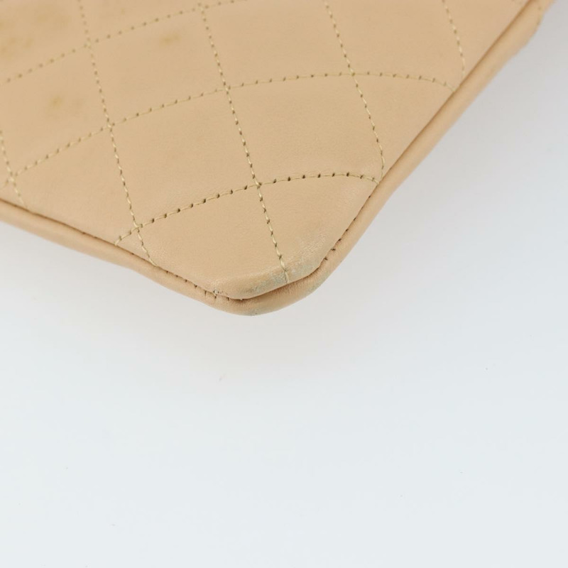 【日本直送】香奈兒 Cambon 系列絎縫肩背包,皮革材質,米色,銀色,CC 標誌,貨號 163611-15