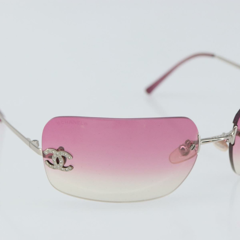 【日本直送】香奈兒 COCO 標誌水鑽太陽眼鏡 金屬粉紅色 4017-D CC Auth 163739V-4