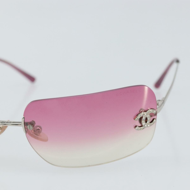 【日本直送】香奈兒 COCO 標誌水鑽太陽眼鏡 金屬粉紅色 4017-D CC Auth 163739V-5