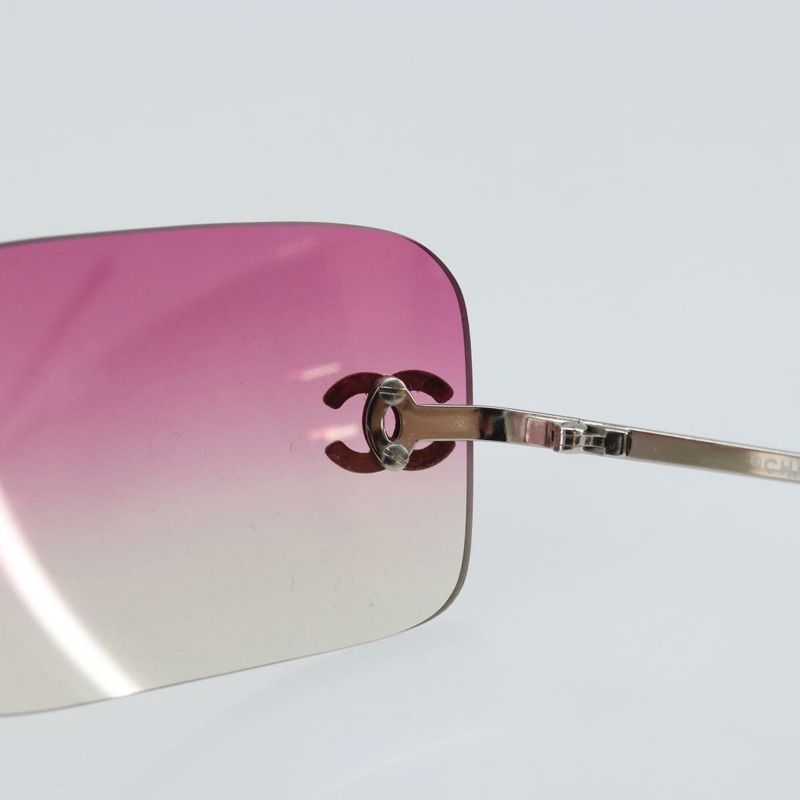 【日本直送】香奈兒 COCO 標誌水鑽太陽眼鏡 金屬粉紅色 4017-D CC Auth 163739V-7
