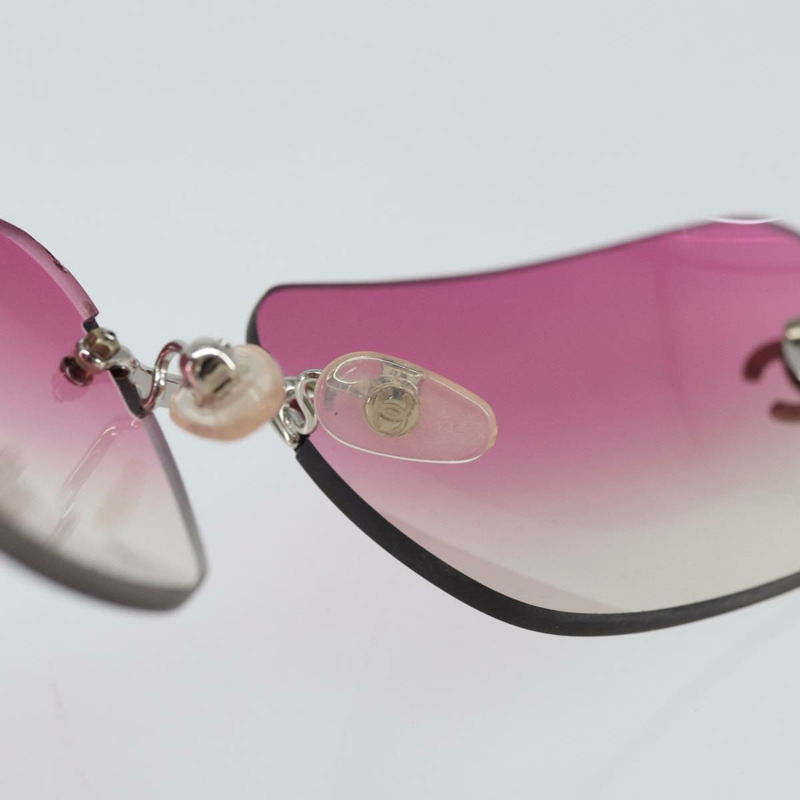 【日本直送】香奈兒 COCO 標誌水鑽太陽眼鏡 金屬粉紅色 4017-D CC Auth 163739V-8