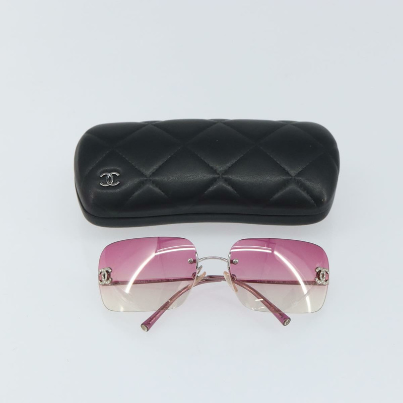 【日本直送】香奈兒 COCO 標誌水鑽太陽眼鏡 金屬粉紅色 4017-D CC Auth 163739V-11