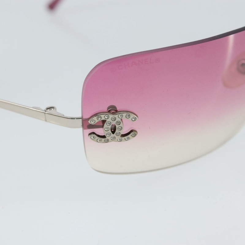 【日本直送】香奈兒 COCO 標誌水鑽太陽眼鏡 金屬粉紅色 4017-D CC Auth 163739V-13