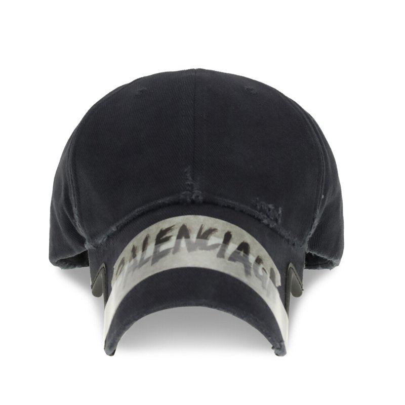【Balenciaga 巴黎世家】Masking Tape Cap 仿舊 棒球帽 鴨舌帽 帽子 黑色 858087410B21041-0