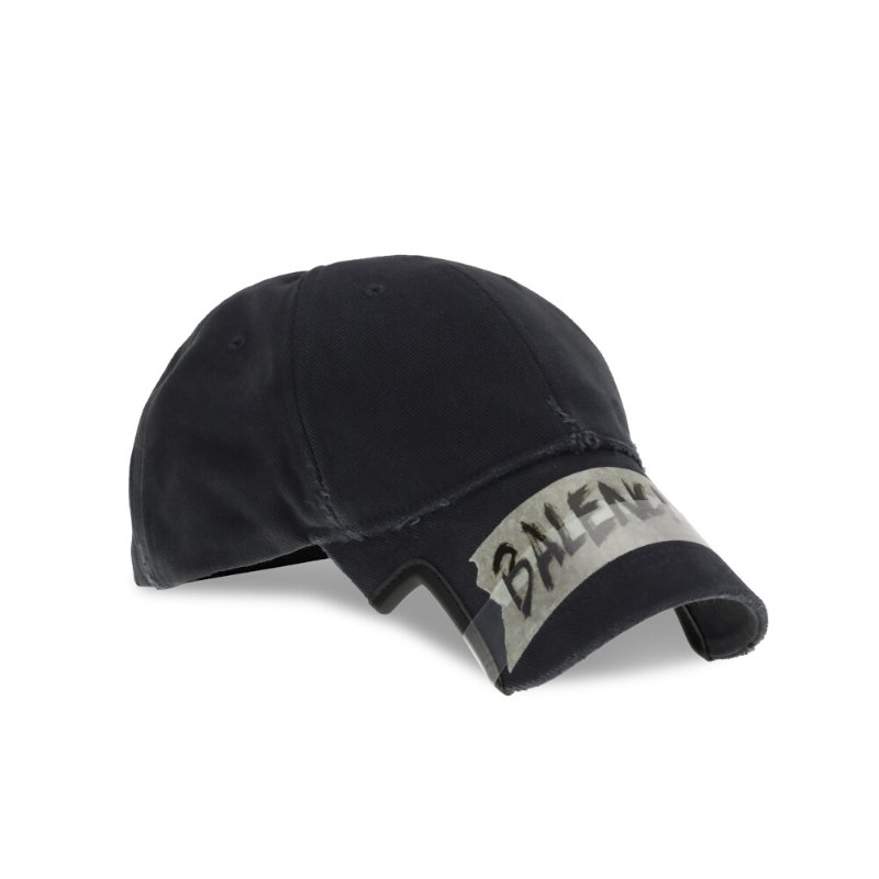 【Balenciaga 巴黎世家】Masking Tape Cap 仿舊 棒球帽 鴨舌帽 帽子 黑色 858087410B21041-1
