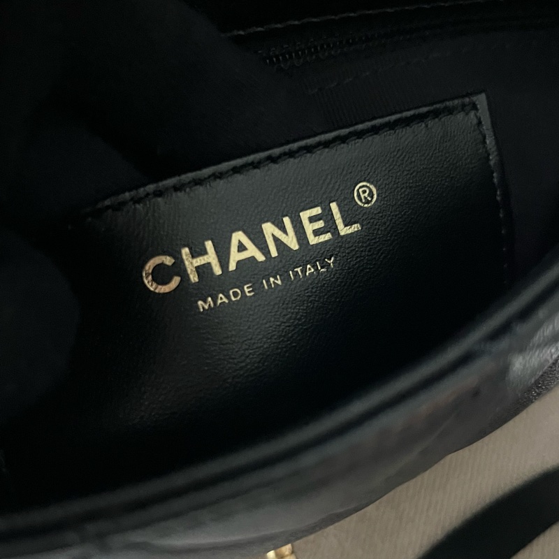 CHANEL 23P 羊皮粗鍊單肩包 粗鏈條腋下包- 黑金-24