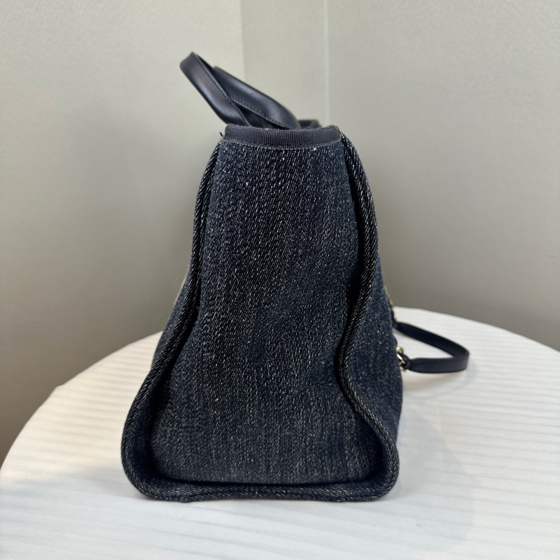 香奈兒/Chanel Deauville Tote 大號藍色牛仔布手提肩背兩用沙灘包 44x21x32cm-2