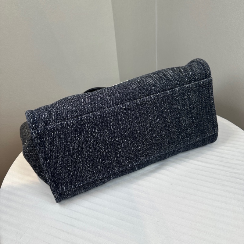 香奈兒/Chanel Deauville Tote 大號藍色牛仔布手提肩背兩用沙灘包 44x21x32cm-5