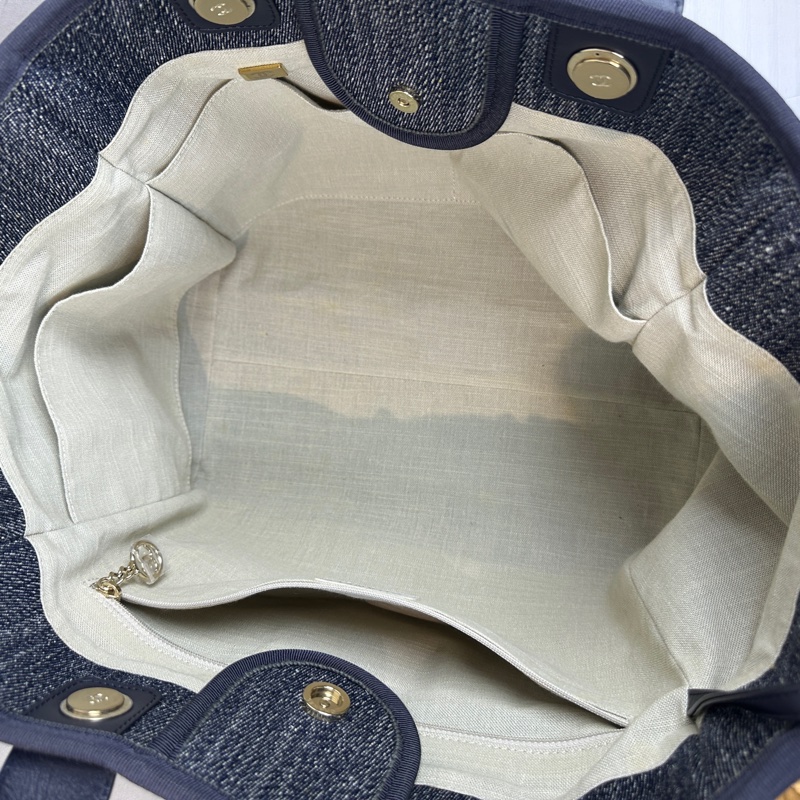 香奈兒/Chanel Deauville Tote 大號藍色牛仔布手提肩背兩用沙灘包 44x21x32cm-7