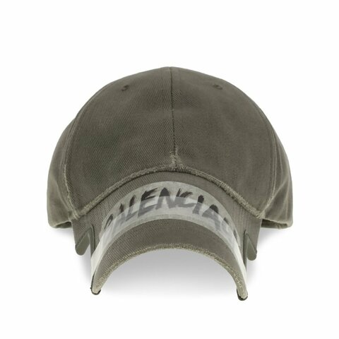 【Balenciaga 巴黎世家】Masking Tape Cap 仿舊 棒球帽 鴨舌帽 帽子 卡其綠色 858087410B22840