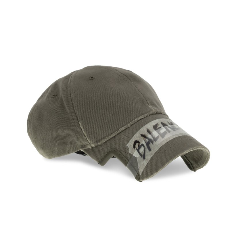 【Balenciaga 巴黎世家】Masking Tape Cap 仿舊 棒球帽 鴨舌帽 帽子 卡其綠色 858087410B22840-4