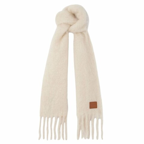 【LOEWE 羅威】Wool Mohair 羊毛與馬海毛混紡 圍巾 白色