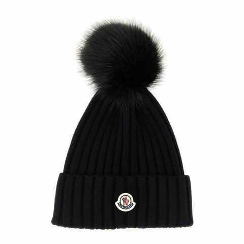 【MONCLER】Wool Beanie Pompom 羊毛 帽子 毛帽 黑色 L10933B00020M1131999