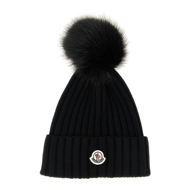 【MONCLER】Wool Beanie Pompom 羊毛 帽子 毛帽 黑色 L10933B00020M1131999-0