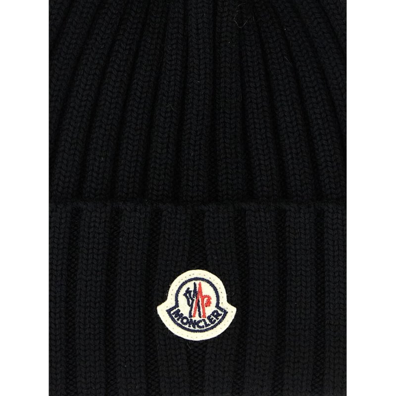 【MONCLER】Wool Beanie Pompom 羊毛 帽子 毛帽 黑色 L10933B00020M1131999-1