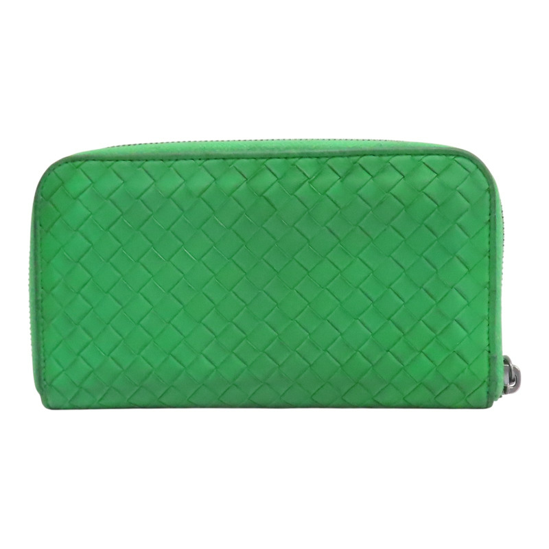 綠色 編織牛皮 拉鍊長夾【BOTTEGA VENETA 寶緹嘉】-1