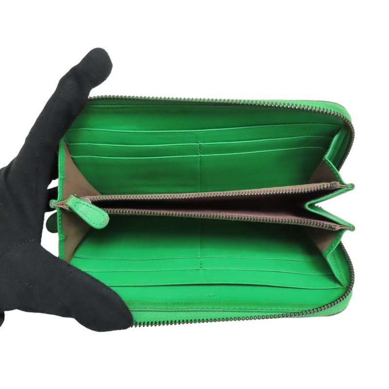 綠色 編織牛皮 拉鍊長夾【BOTTEGA VENETA 寶緹嘉】-4