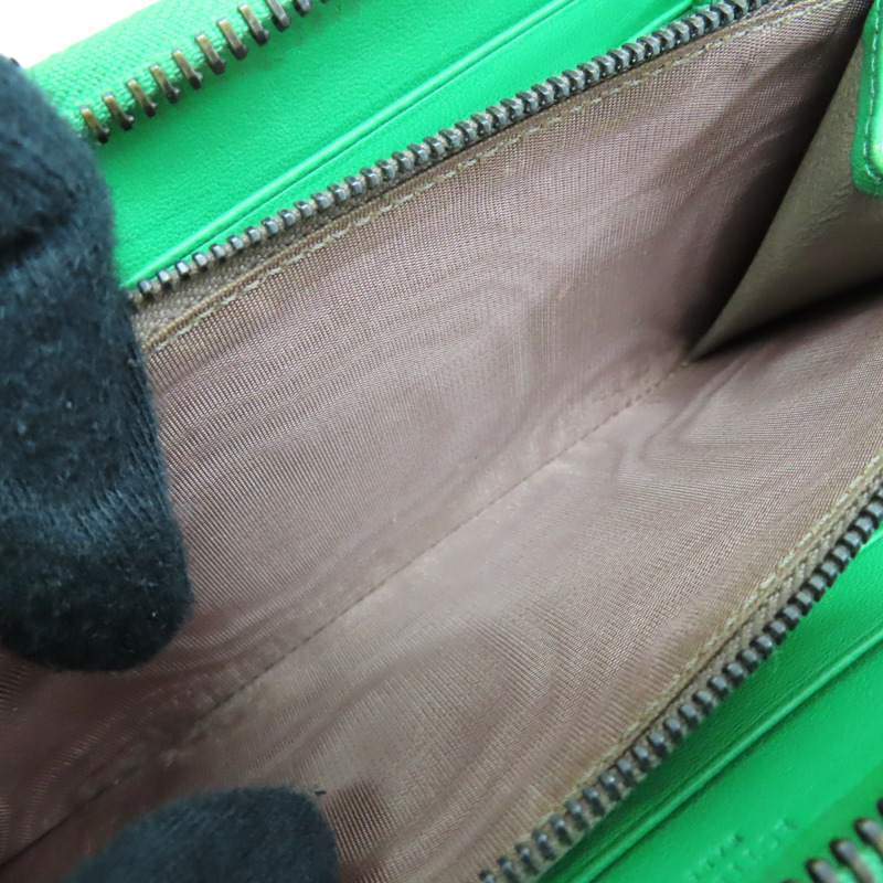 綠色 編織牛皮 拉鍊長夾【BOTTEGA VENETA 寶緹嘉】-5