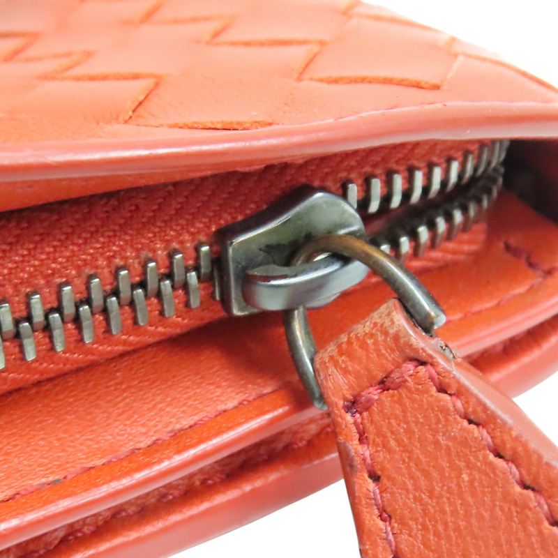 橘色 編織羊皮 扣式長夾【BOTTEGA VENETA 寶緹嘉】-10