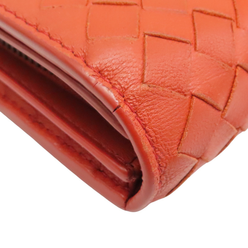 橘色 編織羊皮 扣式長夾【BOTTEGA VENETA 寶緹嘉】-13