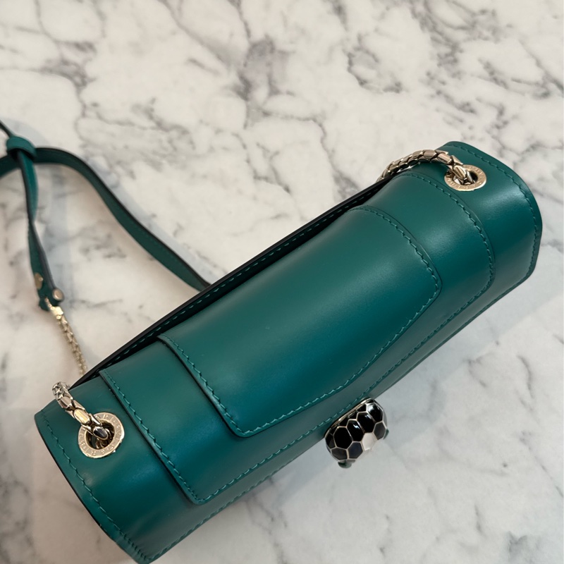 Bvlgari綠色內紫橫式蛇頭鏈包 經典款🫶-2