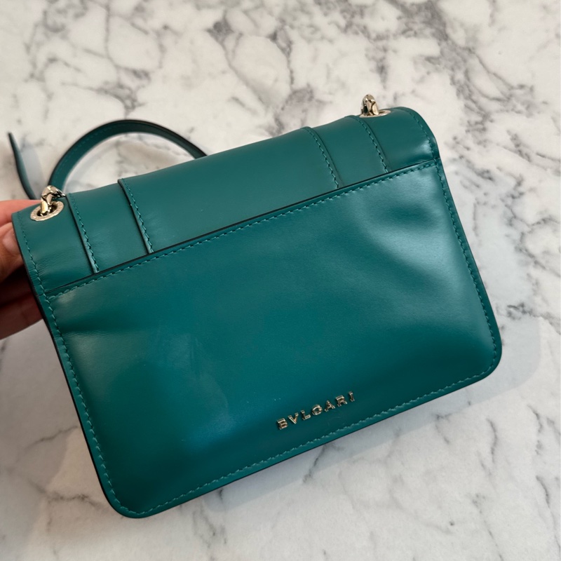 Bvlgari綠色內紫橫式蛇頭鏈包 經典款🫶-3
