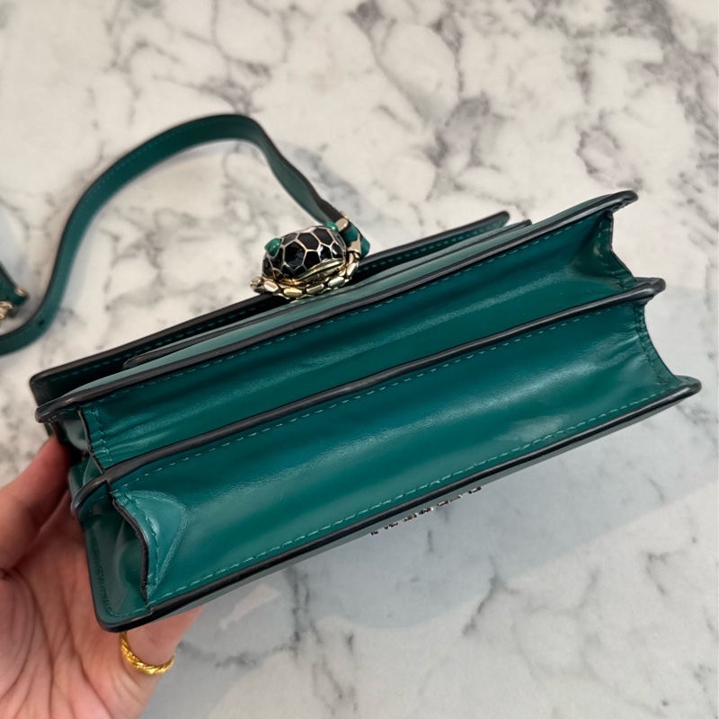 Bvlgari綠色內紫橫式蛇頭鏈包 經典款🫶-6