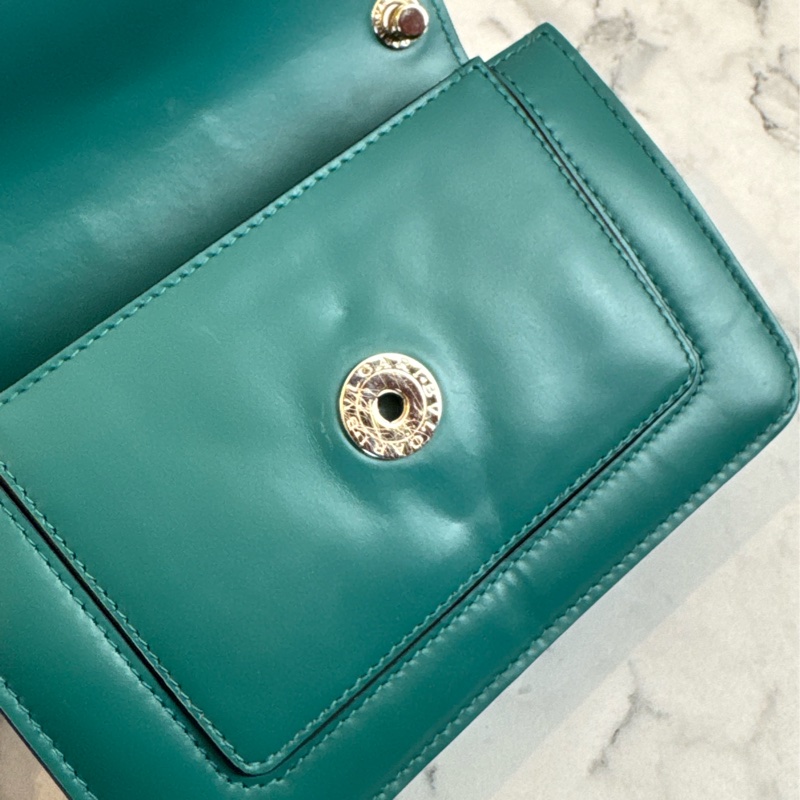 Bvlgari綠色內紫橫式蛇頭鏈包 經典款🫶-17