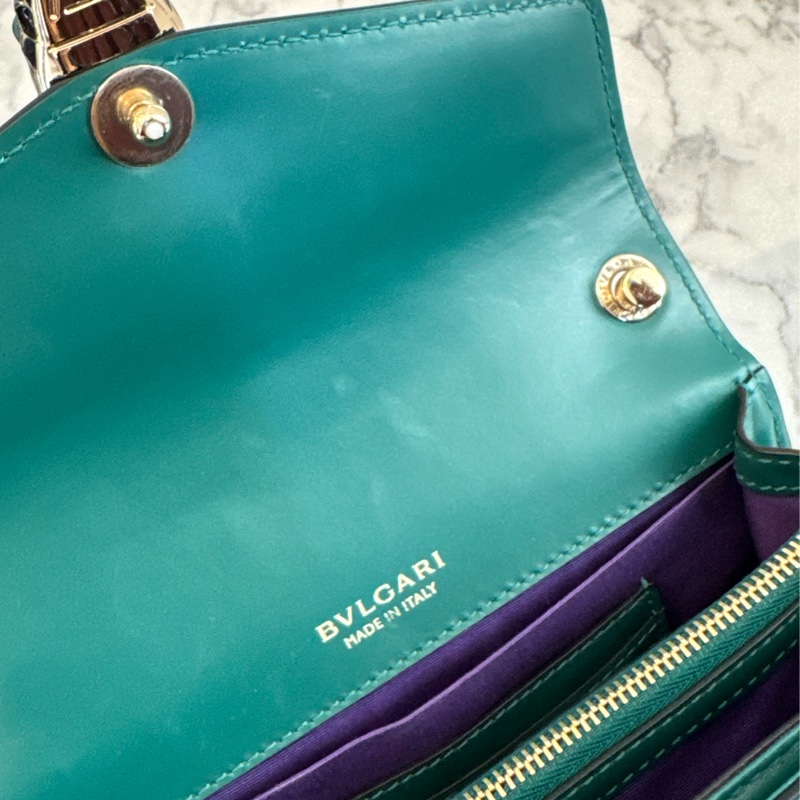 Bvlgari綠色內紫橫式蛇頭鏈包 經典款🫶-20