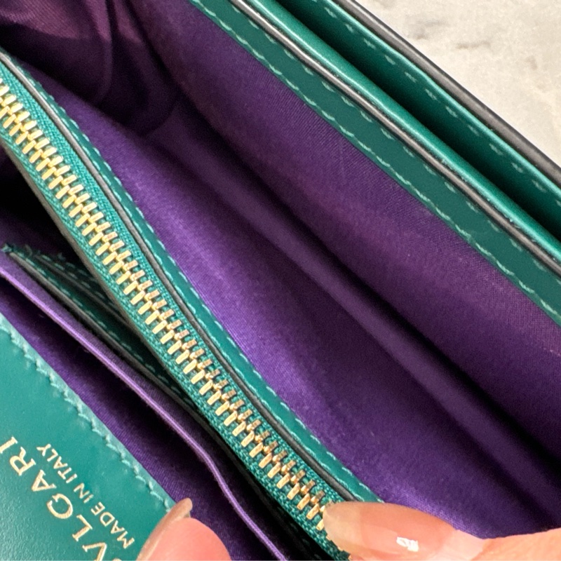 Bvlgari綠色內紫橫式蛇頭鏈包 經典款🫶-25