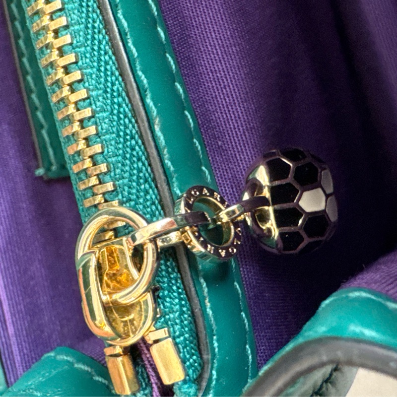 Bvlgari綠色內紫橫式蛇頭鏈包 經典款🫶-29