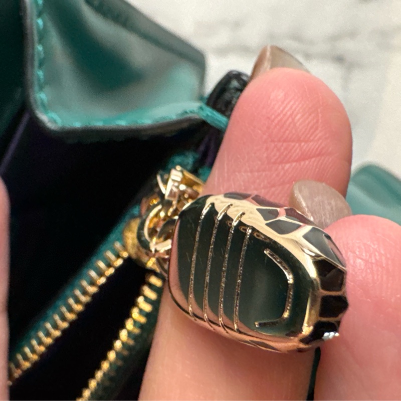 Bvlgari綠色內紫橫式蛇頭鏈包 經典款🫶-34