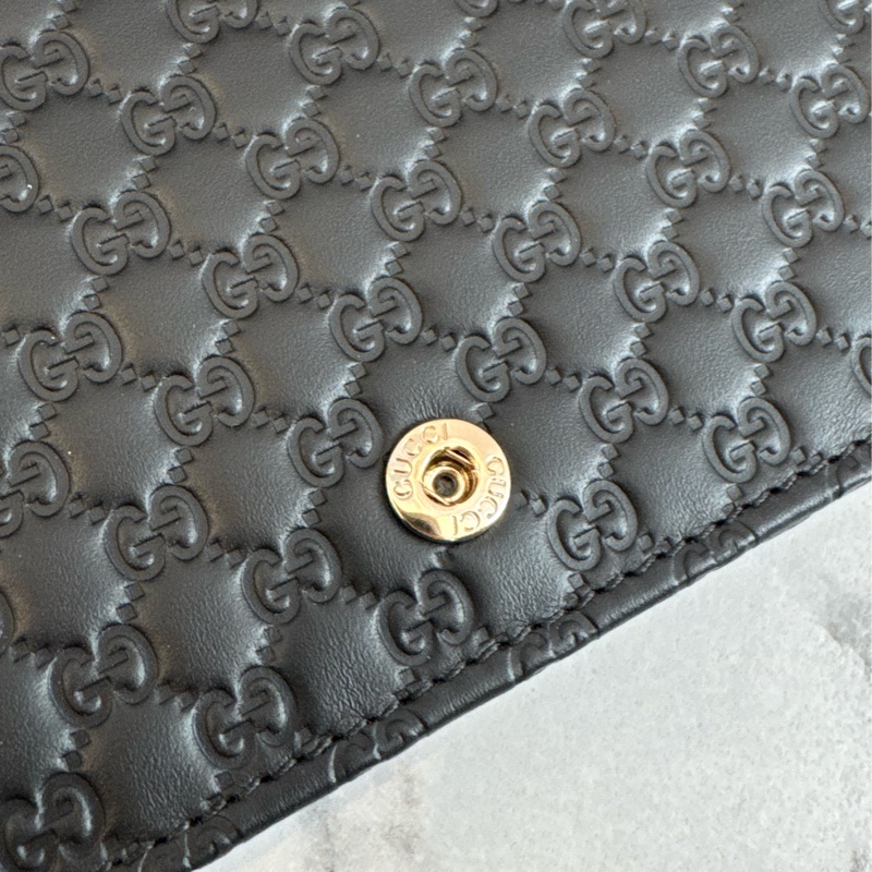 Gucci黑壓紋釦式手拿包/長夾/斜背包-16