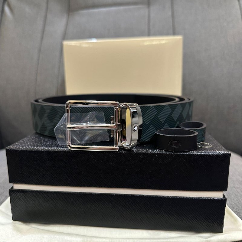 💎Han's house精品服飾💎MONTBLANC 萬寶龍 雙面皮帶 寬3.5  可自行剪短 原價11100-2