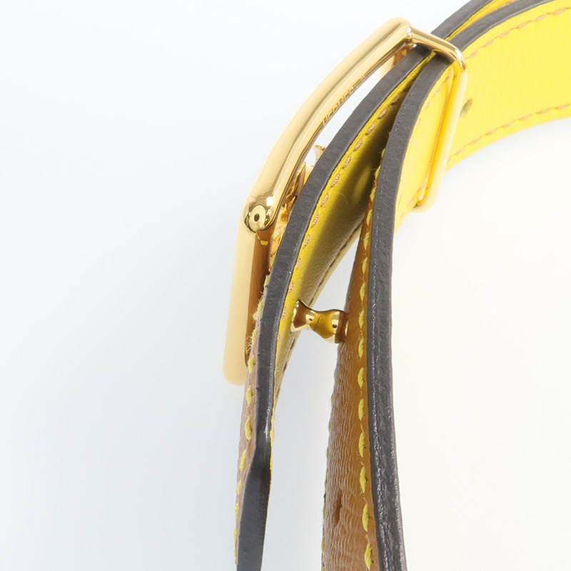 HERMES Epsom/Swift皮革Caleche Belt 85cm金扣皮帶Gold/Jaune de Naples-5