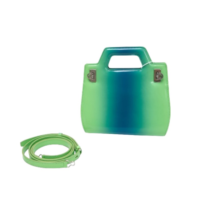 Ferragamo Wanda 迷你手提包 附肩帶 藍綠漸變色-0